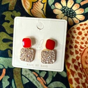 Red & Rhinestone Earrings